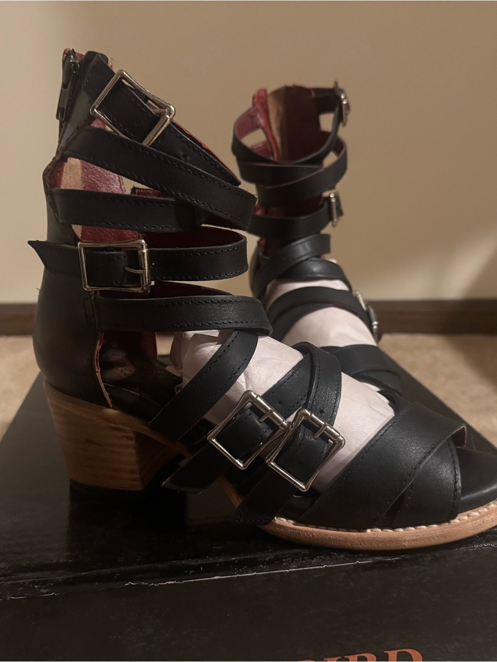 Freebird by Steven Black Multi Cozumel Strappy Buckle Heels